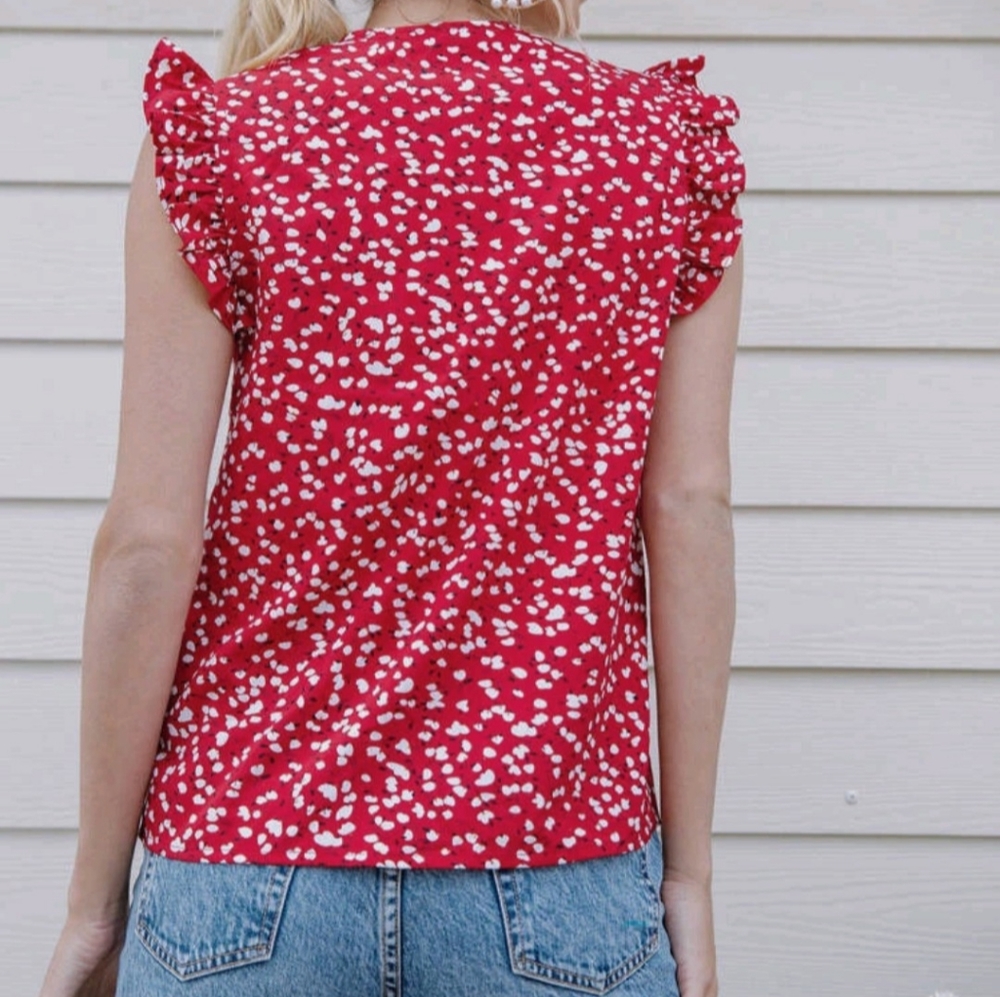 V-Neck All-Over Print Top - Picture 2 of 2